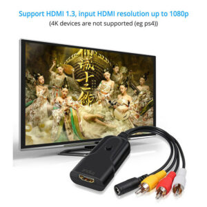 1080p Hdmi-compatible To Rca Audio Video Converter Cable For Fire Stick Ps3 Dvd Xbox Roku Black