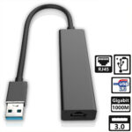 Usb 3.0 Gigabit Ethernet Lan Rj45 1000mbps Network  Adapter 3 Port Hub Black Matte For Mac Pc Black