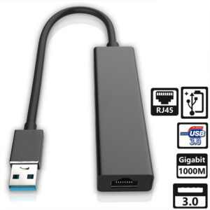 Usb 3.0 Gigabit Ethernet Lan Rj45 1000mbps Network  Adapter 3 Port Hub Black Matte For Mac Pc Black