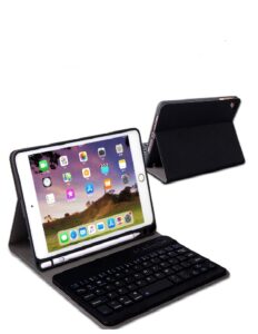 For iPad 10.2 Tablet Touch Keyboard Textured PU Leather Cover Wireless Bluetooth3.0 Connect Overall Protection Stand Function  blue_iPad 10.2 backlit version