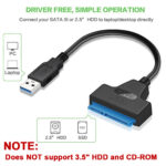 USB 3.0 To SATA Adapter Cable Super Fast Data Transfer SATA Cable Converter With Power Port For 2.5"" SSD HDD Drives black