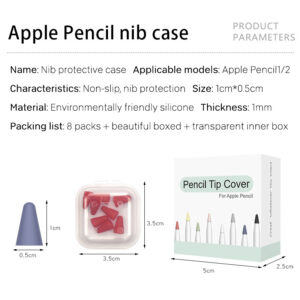 8pcs/set Silicone Case for Apple Pencil Pocket Cover Accessories for iPad Pro Soft Grip Nib Covers gray