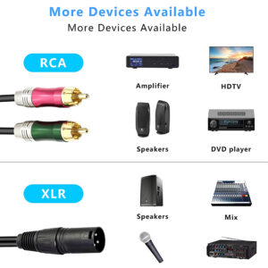 Metal Adapter Cable RCA Input/output XLR Connection Both Directions Connector 0.3m Black
