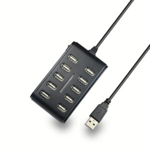 10-in-1 Usb  Hub 10 Ports 5v 500mA 480Mbps Portable Usb2.0 Interface Equipment Black