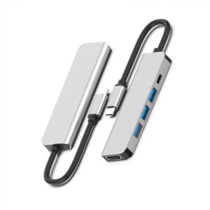 Adapter Type-c To Hdmi-compatible 5-in-1 Multi-port Docking Station 4k Usb 3.0 Silver
