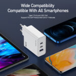 3-port High-power Gan 65w Fast Charging Head For Tablet Notebooks European Plug White