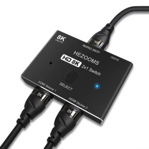 Ultra Hd 8k 2.1 High Speed Converter 48gbps Directional Switch 2in 1out Splitter Converter Black