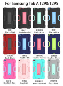 For Samsung Tab A T290 T295 PC+ Silicone Hit Color Armor Case Tri-proof Shockproof Dustproof Anti-fall Protective Tablet Cover  Red + black