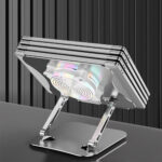 LS518 Laptop Stand Adjustable Folding Computer Stand Aluminum Alloy Computer Riser For Laptop Notebook Tablet More grey