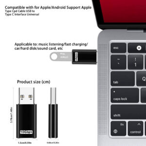 Usb3.1 Type C Adapter Aluminum Alloy Usb To Type-c Converter Fast Charging High-speed Transfer Otg Adapter black