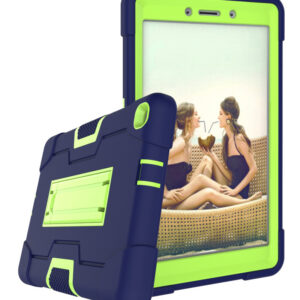 For Samsung Tab A T290 T295 PC+ Silicone Hit Color Armor Case Tri-proof Shockproof Dustproof Anti-fall Protective Tablet Cover Black + rose red