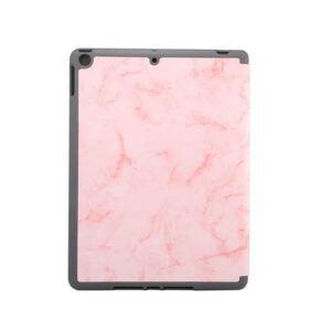 For iPad Pro 10.2 2019 Tablet Cover Marbling Pattern PU Leather Pen Loops Anti-fall Anti-scrach Anti-slip Protect Shell Tri-fold Tablet Case gray