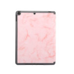 For iPad Pro 10.2 2019 Tablet Cover Marbling Pattern PU Leather Pen Loops Anti-fall Anti-scrach Anti-slip Protect Shell Tri-fold Tablet Case pink