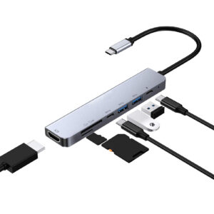 7-in-1 Usb C Hub Dock Type-c to Hdmi Usb3.0 Pd TF Fast Charging Portable
