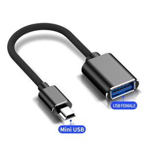Mini To Usb 2.0 A Female OTG Adapter Cable 0.08 Copper Wires Conversion Adapter Cable Black