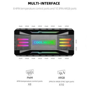 Coolmoon P-argb Controller 4-pin Pwm 5v 3pin Smart RGB Remote Controller Chassis Fan Hub Pc Case Cooling Fan black