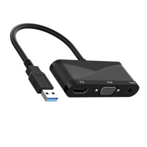 Usb 3.0 To Hdmi-compatible Vga Adapter, 4k Hd Multi-display 3 In1 Usb To Hdmi-compatible Converter, For Windows 7/8/10 Os black