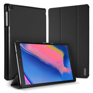 DUX DUCIS For Samsung TAB A 8.0 (2019) P200-P205 Simple Solid Color Smart PU Leather Case Anti-fall Protective Stand Cover with Pencil Holder Sleep Function  Pink