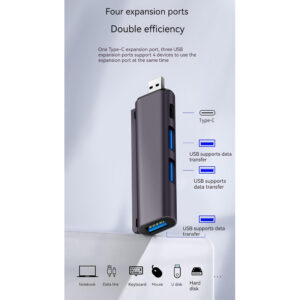 Type-c / Usb Expansion Dock Multi 4-port Hub Splitter 4-in-1 Otg Expansion Hub 5gbps With Dust Cover black USB