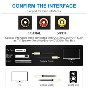 Hifi 5.1 Spdif Rca To Rca Male To Male Coaxial  Cable Connector Nylon Braid Cable 2 meters