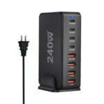 240W USB Charger Hub 4 USB A 4 USB C Hub PD Adapter Charging Block Plug Adapter
