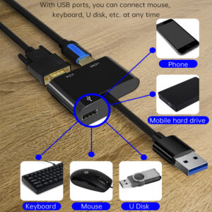 Converter Usb 3.0 To Dual Hdmi-compatible 4k HD Simultaneous Display Dual-screen Type C Expansion Dock Grey