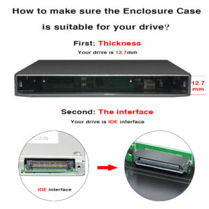 12.7mm Thick Usb 2.0 Ide Portable Optical  Drive  Box SATA Hard Disk Interface Black