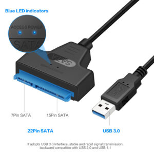 Usb3.1 To Sata Easy Drive Cable With Led Indicator Type-c Usb3.0 2-in-1 Hard Drive Adapter Cable Compatible For Windows/vista /xp black_50cm