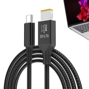 135w Pd Fast Charging Adapter Type-c To Square Port Charger Cord Portable Notebook Computer Charging Cable 2 meters black
