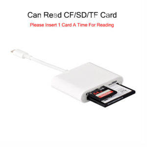 Triple CF SD TF Card Reader Digital Camera Kit Accessories All In 1 OTG Cable Adapter white