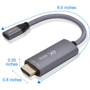 Type C Female To Hdmi-compatible Male 0.2m 4k60hz Adapter For 1080p 720p black