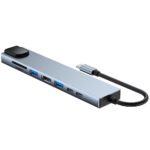 Usb C Hub Type-c 3.1 To 4k Hdmi-compatible Rj45 Usb Sd/tf Card Reader Pd Fast Charge 8-in-1 Usb  Dock silver