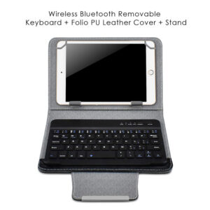 Wireless Bluetooth Keyboard For Tablet PU Leather Case Stand Cover +OTG+pen For Pad 7 8 Inch 9 10 Inch  Golden_9/10 inch