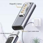 USB Type C Magnetic Adapter USB PD Fast Charge Data Transfer 90 Degree Connector Compatible For Type C Devices silver gray