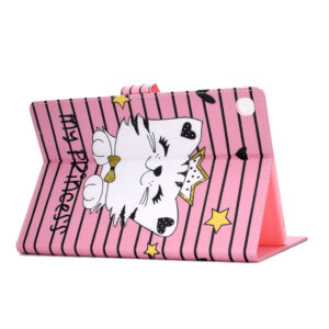 For Samsung T510/T515 Laptop Protective Case with Front Snap Cute Cartoon Color Painted Smart Stay PU Cover  Crown cat