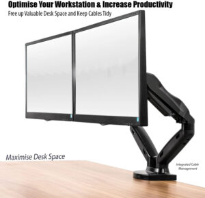 F160 Desktop Computer Dual-screen Monitor Bracket Lifting Rotating Telescopic Screen Bracket Stand black
