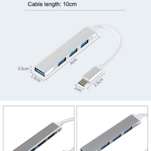 USB C Hub 4 Multi-Port USB Type-C Hub With USB2.0 USB3.0 OTG Function USB Splitter Adapter Compatible For Win7/8/10 2 in 1 gray