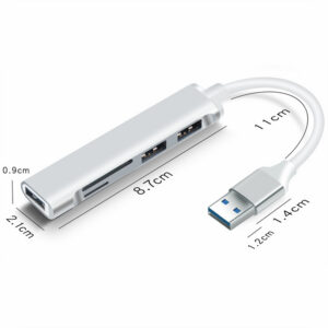 5-in-1 Usb 3.0 Extender Splitter Multi-port Type-c Hub Aluminum Alloy Docking Station Computer Accessories gray