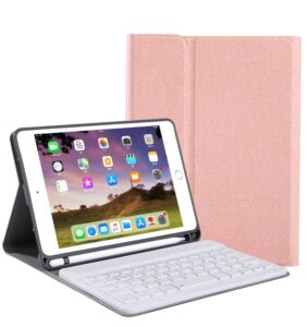 For iPad 10.2 Tablet Touch Keyboard Textured PU Leather Cover Wireless Bluetooth3.0 Connect Overall Protection Stand Function  rose gold_iPad 10.2 regular version