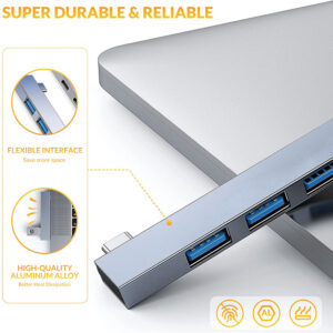 4-in-1 Usb C Hub 1pc Type-c To 2pcs Usb2.0 1pc Usb3.0 Docking Station Extension Base For Computer Accessories silver gray