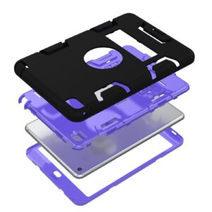 For IPAD MINI 4 PC+ Silicone Hit Color Armor Case Tri-proof Shockproof Dustproof Anti-fall Protective Cover  Black + purple