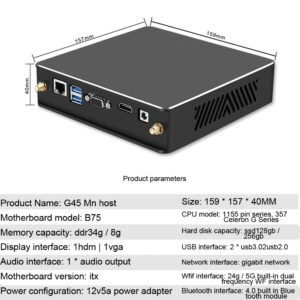 Abs G-45 Black Mini Host Full Cooper Turbo Cooler 19v 9.5a Mini Host i53740/8G/256G