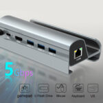 Multiport USB 3.0 Hub Adapter 60W Charging Block Desktop Charging Hub Adapter