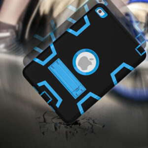 For IPAD MINI 4 PC+ Silicone Hit Color Armor Case Tri-proof Shockproof Dustproof Anti-fall Protective Cover  Black + blue