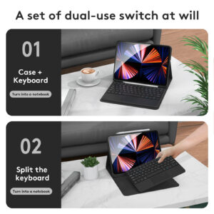 Bluetooth Keyboard with Protective Leather Case Set for iPad Pro11 Air5