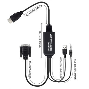 Connector  Cable VGA To Hdmi-compatible Converter One-way With Audio 1.5m Black