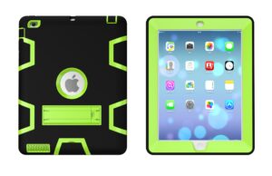 For iPad 2/3/4 PC+ Silicone Hit Color Armor Case Tri-proof Shockproof Dustproof Anti-fall Protective Cover Mint green + rose red