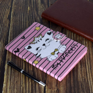 For Samsung T590 Laptop Protective Case Color Painted Smart Stay PU Cover with Front Snap Crown cat