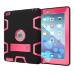 For iPad 2/3/4 PC+ Silicone Hit Color Armor Case Tri-proof Shockproof Dustproof Anti-fall Protective Cover  Gray + rose red