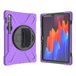 For Samsung Tab S7 T870 /Tab S7 Plus T970/T975 Protective Cover with Pen Slot Anti-fall Belt Holder + Wristband + Straps purple_Samsung Tab S7 T870 (2020)